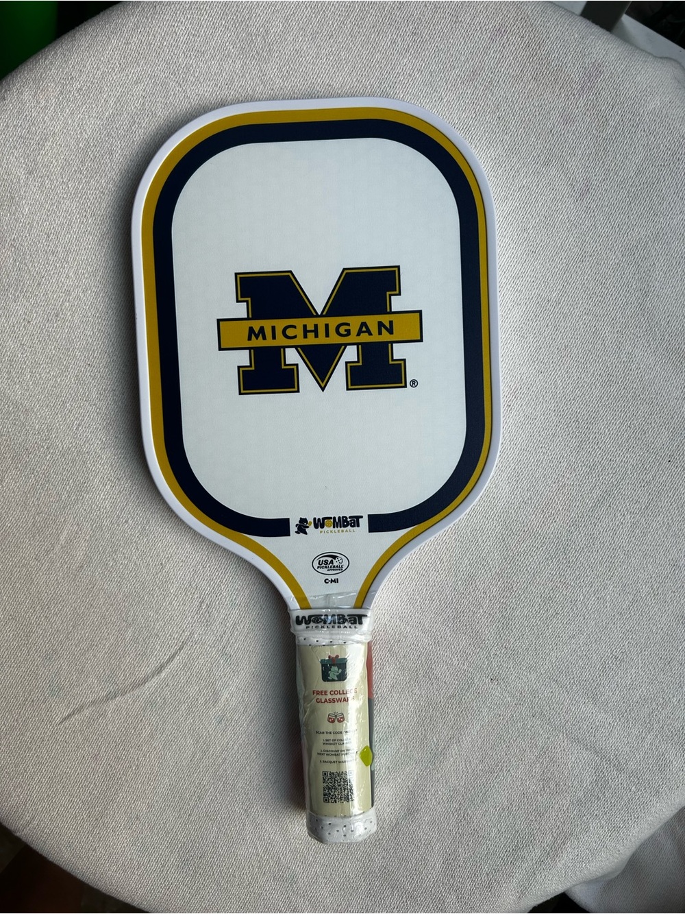 University of Michigan Pickleball Paddle - White/Navy/Yellow